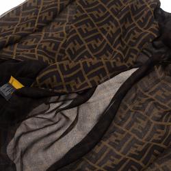 Pre Owned Fendi Tobacco Zucca Silk Scarf
