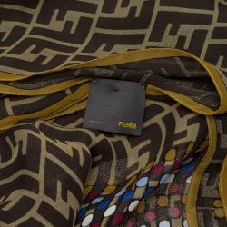 مملوكة مسبقًا Fendi Brown Zucca Polka Dot Scarf
