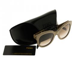 Pre Owned نظارة شمسية فندي 5350 بيج وبني مستديرة