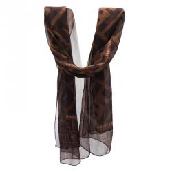 مملوكة مسبقًا Fendi Brown Zucca Silk Stole