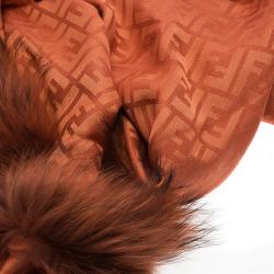 مملوكة مسبقًا Fendi Orange Zucca Fur Trimmed Shawl