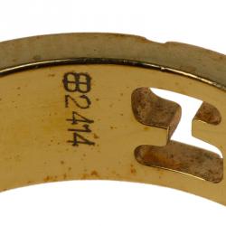 Pre Owned Fendi The Fendista Enamel Gold Tone Band Ring Size 59