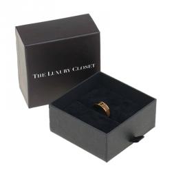 Pre Owned Fendi The Fendista Enamel Gold Tone Band Ring Size 59