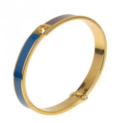 Pre Owned Fendi The Fendista Brown and Blue Gold Tone Bracelet M