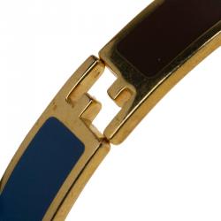 Pre Owned Fendi The Fendista Brown and Blue Gold Tone Bracelet M