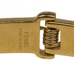 Pre Owned Fendi The Fendista Brown and Blue Gold Tone Bracelet M