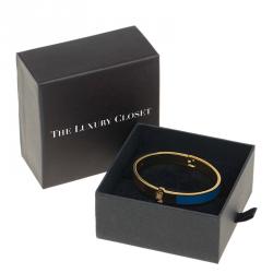 Pre Owned Fendi The Fendista Brown and Blue Gold Tone Bracelet M