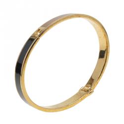 Fendi The Fendista Brown and Black Enamel Gold Tone Bracelet L