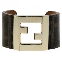 Pre Owned سوار فندي زوكا عريض ذهبي اللون