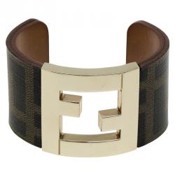 Pre Owned سوار فندي زوكا عريض ذهبي اللون