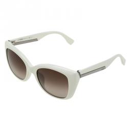 Pre Owned Fendi Off White 0019/S Oversize Geometric Sunglasses