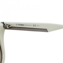 Pre Owned Fendi Off White 0019/S Oversize Geometric Sunglasses