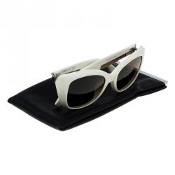 Pre Owned Fendi Off White 0019/S Oversize Geometric Sunglasses