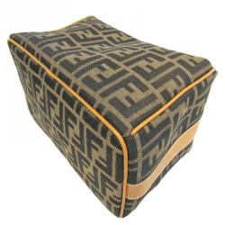Pre Owned Fendi Tobacco/Yellow Zucca Canvas Vanity Bag