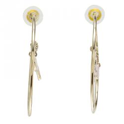 Pre Owned Fendi Fever Pink Enamel Gold Tone Hoop Earrings