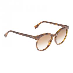 مملوكة مسبقًا Fendi Brown FF 0124/S Havana Round Sunglasses