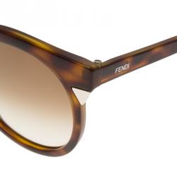 مملوكة مسبقًا Fendi Brown FF 0124/S Havana Round Sunglasses
