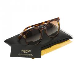مملوكة مسبقًا Fendi Brown FF 0124/S Havana Round Sunglasses