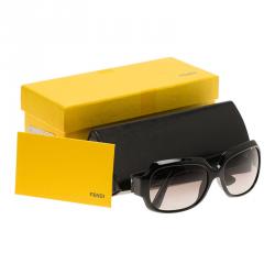 Pre Owned نظارة شمسية فندي FS5011R مربعة سوداء مرصعة بالجواهر