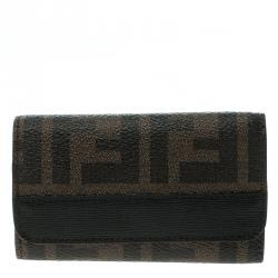 Pre Owned Fendi Tobacco Zucca Coated Canvas Key Holder