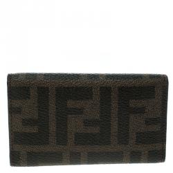 Pre Owned Fendi Tobacco Zucca Coated Canvas Key Holder