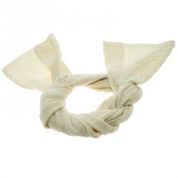 مملوكة مسبقًا وشاح فندي نقش زوكا كشمير وصوف مزخرف كريمي