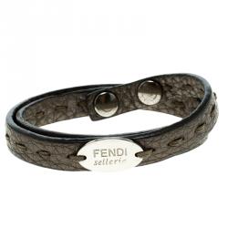 مملوكة مسبقًا سوار فندي جلد بني ملتف مزدوج