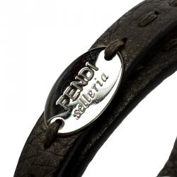 مملوكة مسبقًا سوار فندي جلد بني ملتف مزدوج