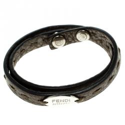 مملوكة مسبقًا سوار فندي جلد بني ملتف مزدوج