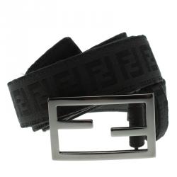 مملوكة مسبقًا حزام فندي إبزيم FF قماش زوكا أسود 95 سم