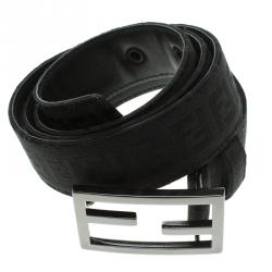 مملوكة مسبقًا حزام فندي إبزيم FF قماش زوكا أسود 95 سم