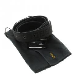 مملوكة مسبقًا حزام فندي إبزيم FF قماش زوكا أسود 95 سم