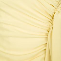Pre Owned Fendi Yellow Draped Ruched Detail Contrast Strap Tunic M