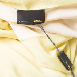 Pre Owned Fendi Yellow Draped Ruched Detail Contrast Strap Tunic M