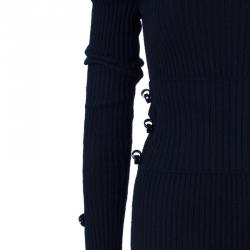 Pre Owned Fendi Black Rib Knit Sweater Dress M