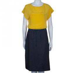 Pre Owned Fendi Yellow/Grey Colorblock Dress S
