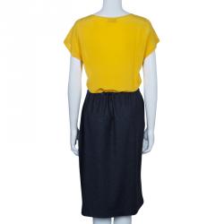 Pre Owned Fendi Yellow/Grey Colorblock Dress S