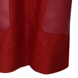 Fendi Red Wool Leather Sleeveless Coat M