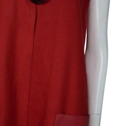 Fendi Red Wool Leather Sleeveless Coat M
