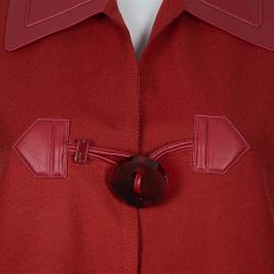 Fendi Red Wool Leather Sleeveless Coat M