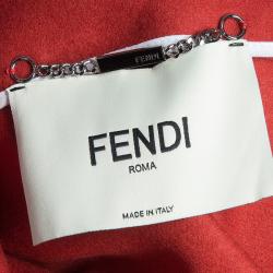 Fendi Red Wool Leather Sleeveless Coat M