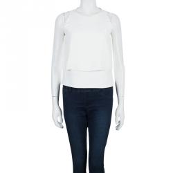 Pre Owned Fendi White Layered Sleeveless Top S