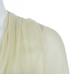 Pre Owned Fendi Beige Crossover Sheer Silk Top S