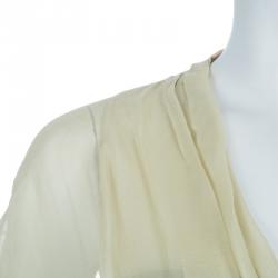 Pre Owned Fendi Beige Crossover Sheer Silk Top S