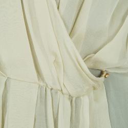 Pre Owned Fendi Beige Crossover Sheer Silk Top S