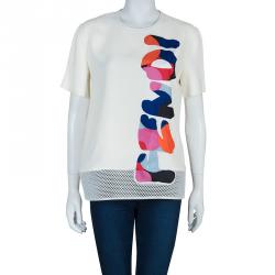 Pre Owned Fendi White Applique Logo Top M