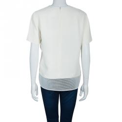 Pre Owned Fendi White Applique Logo Top M