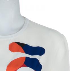 Pre Owned Fendi White Applique Logo Top M