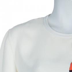 Pre Owned Fendi White Applique Logo Top M