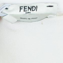 Pre Owned Fendi White Applique Logo Top M